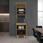DEPOT E-SHOP 22" Fingal Kitchen Pantry with Microwave Space, Four Shelves and Closed Storage, Natural Oak - Kitchen – Tall Kitchen Storage & Pantry Organization