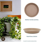 The HC Companies Flower Pot Saucers - Plastic Plant Saucer for Outdoors & Indoors - Traditional Design Plant Pot Trays for Water Drainage - Durable & Stylish Round Plant Tray (16-inch Sandstone)