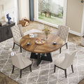Tribesigns Farmhouse Dining Table, 47 Inch Round Dinner Table for 4, Rustic Round Dining Room Table for Home Dining Room Living Room (Rustic Brown+Black)
