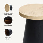 LuxenHome Side Table, 19'' Small Round Accent End Table, Light Wood Finish Top with Black Base Beside Table for Small Spaces, Modern Boho Nightstand for Living Room,Bedroom,Home Office