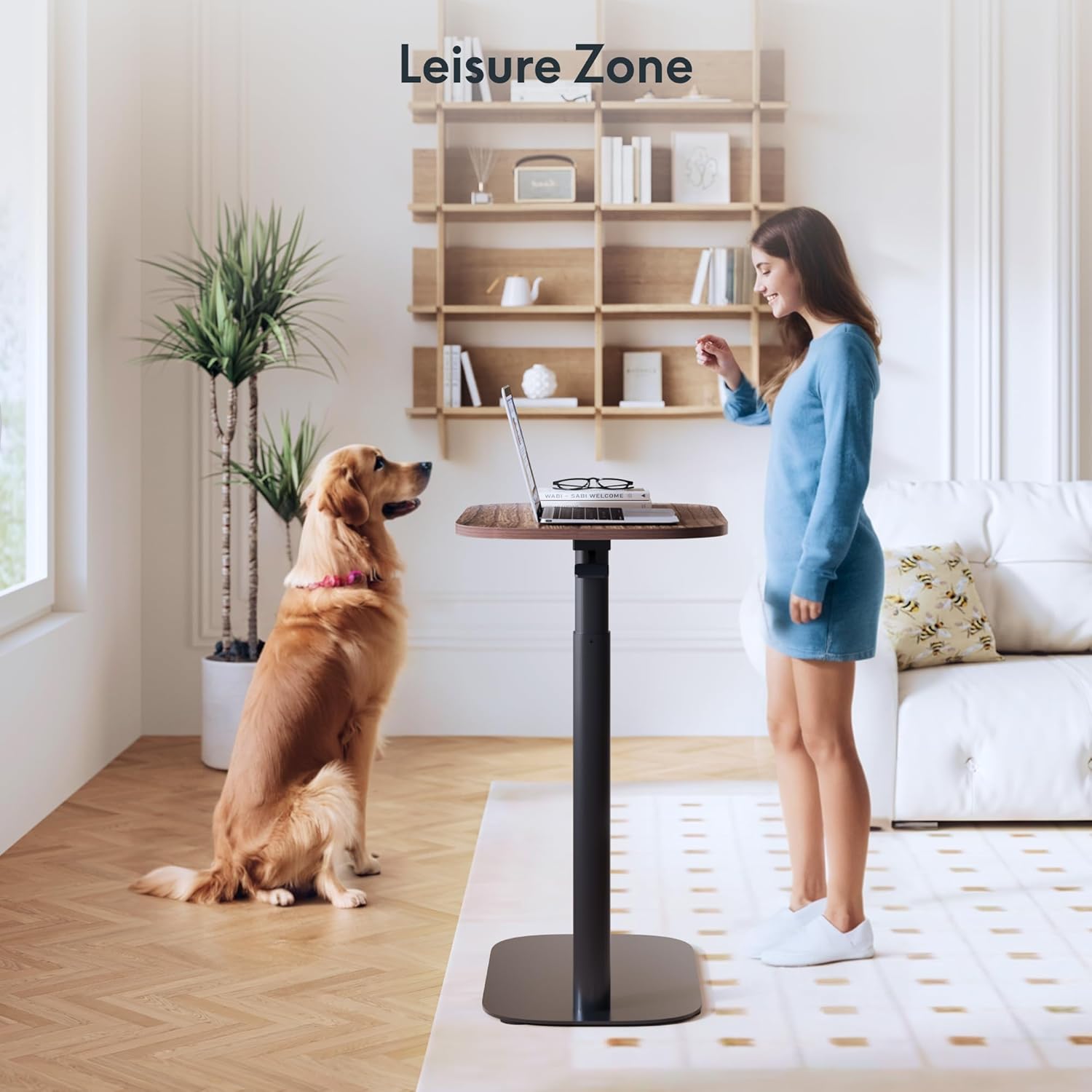 FLEXISPOT Adjustable C Table, Snack Side End Table Sofa Couch Bedside Table Laptop Cart TV Tray Night Stand for Small Space Side Table(23.6" W x 13.8" D,Rustic Brown)