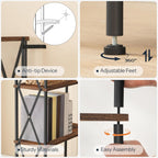 HOOBRO Corner Bookshelf, 5-Tier L-Shaped Bookcase, Industrial Open Display Shelf Tall Storage Organizer, Vertical Storage Rack, for Living Room, Home Office, Rustic Brown and Black BF60SJ01