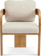 Christopher Knight Home Yorick Modern Dining Chair Set of 2 with Cushion, Solid Wood Dining Room Armchair Set, Curved Backrest Kitchen Side Chair, Living Room Comfy Extra Seat, Natural+Beige
