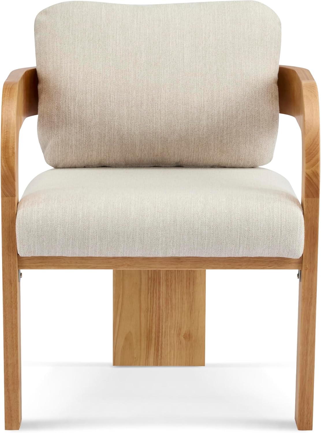 Christopher Knight Home Yorick Modern Dining Chair Set of 2 with Cushion, Solid Wood Dining Room Armchair Set, Curved Backrest Kitchen Side Chair, Living Room Comfy Extra Seat, Natural+Beige