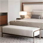 Modern End of Bed Bench with Metal Legs, Upholstered Entryway for Living Room, Bedroom, (White) Entryway(140 * 45 * 45cm)