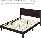 Yaheetech Queen Size Platform Wood Bed Frame, Farmhouse Headboard, Espresso