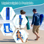 Romswi 2 Pack Lightweight Low Beach Chairs with Breathable Mesh Back, 6LBS Folding Portable Sand Chairs with Cup Holder, Heavy Duty 300lbs Capacity for Camping & Outdoor Use, Blue