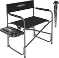 YOUNG WOOD Camping Directors Chair, Lightweight Oversized Portable Folding Chair with Side Table and Storage Pockets for Outdoor Camping, Lawn, Picnic and Fishing, Supports 400lbs (Black)