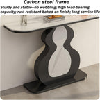 Modern Console Table with Sintered Stone Top | Narrow Console Table with Metal Frame, for Hallway Living Room Bedroom Hotel & Behind Sofa(Black-B,150x30x80cm)