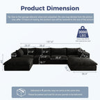 157.6" Oversized Cloud Sofa with 2 Ottomans, Modern Corduroy U Shaped Modular Sectional Couch, Deep Seat Floor Furniture Set, No Assembly Required (4 Seater+2 Ottoman)