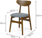 Set of 3 Dining Kitchen Round Table and 2 Yumiko Side Chairs Solid Wood w/Padded Seat Medium Brown