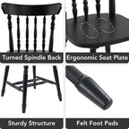 chairus Vintage Black Dining Chairs Set of 6, Farmhouse Windsor Wooden Dining Room Chairs with Turned Spindle Back & Legs, Traditional Colonial Armless Side Kitchen Chairs