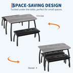 Dining Table Set for 4, 3-Piece Wooden Kitchen Table with 2 Upholstered Benches, Space-Saving Dinette Set for Restaurant, Studio, Dining Room, Home Kitchen(43''x28''x30''), Gray