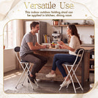 Xuhal 2 Pack Folding Bar Stools with Back 23.6'' Tall Foldable Stool Seat Padded Portable High Folding Bar Chair Counter Height Foldable Stools Leather Padded for Kitchen Shop Cafe Dining Room