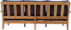 SAFAVIEH Couture Outdoor - Martinique 3-Seat Sofa - Natural & Navy - Teak Wood - Slatted Coastal Design - Ideal for Patio, Deck, Porch, Backyard, 18.3" Seat Height (CPT1013J)
