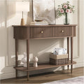JOINICE 43" Entryway Table with Drawers,Fluted Console Table with Storage Shelf,Narrow Sofa Table for Living Room,Hallway,Foyer,Walnut