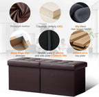 AmasSmile Footrest Ottoman Storage Bench,34" Leather Folding Chest,Brown | Large Ottoman with Storage,Thicker Foam Padded Seat,Livingroom,Dorm,Bedroom,Entryway,Easy to install,34 x 13 x 13in
