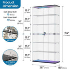 Dystler 6-Tier Glass Display Cabinet, RGB LED Lights for Collectibles