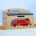 DIBSIES Personalized Creative Wonders Toy Box, Firetruck, 30 x 19.25 x 18 inches, Soft-Close Lid (Natural)