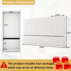 White Armoire Wardrobe Closet: 74" Wooden Wardrobe Closet with 8 Doors, Bedroom Armoires with Hanging Rod, Tall Closets Cabinet for Hanging Clothes (126")