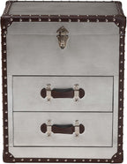 Baxton Studio Calidore Vintage Silver Metal 2-Drawer End Table