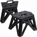 Folding Step Stool Holds 440 lbs - 9" Sturdy Foldable Step Stool with Non-Slip Base, Space Saving for Kitchen, Bathroom, Camping (Black)