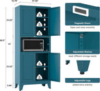 YAUWOH 69" Tall Metal Pantry Cabinet with Microwave Shelf, 4 Doors & 3 Adjustable Shelves, 120LBS Per Shelf Heavy Duty Storage Cabinet with Anti-Tip Design for Kitchen,Dining Room (1PC,Blue)