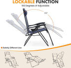 NEWBULIG Zero Gravity Chairs Set of 2, Lounge Chair Folding Portable Adjustable Camping Recliner with Adjustable Pollow, Mesh Back, Cup Holder Trays Lawn Patio Chair for Pool Beach