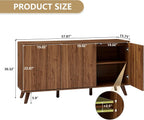 XUZENEST Fluted Sideboard Buffet Cabinet with Storage, Modern Storage Cabinet with 3 Doors, Wood Credenza Buffet Sideboards, Console Table for Kitchen Dining Living Room Entryway (Walnut)