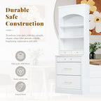 Mirightone 83.7Inch Tall Kitchen Pantry Cabinet, Corner Cabinet with 5 Storage Drawers and Adjustable Shelf, Freestanding Kitchen Pantry with Faux Marble Top, Set of 2, White