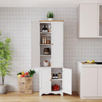 Yusong 72'' Tall Kitchen Pantry Cabinet, Freestanding Storage Cabinet with Doors and Shelves, Wooden Food Pantry Farmhouse Cupboard Buffet for Kitchen Dining Living Room, White