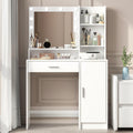 Palimder Vanity Desk with Mirror & Light, Large Drawer Three Level Storage Dresser, 3 Lighting Modes Adjustable Brightness, Bedroom Dressing Table