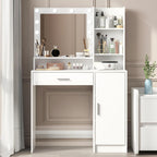 Palimder Vanity Desk with Mirror & Light, Large Drawer Three Level Storage Dresser, 3 Lighting Modes Adjustable Brightness, Bedroom Dressing Table