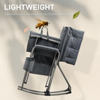 EVER ADVANCED Lightweight Folding Rocking Camping Chair, Padded Portable Rocker Chair for Patio, Lawn and Outdoors, Heavy Duty Hard Armchair for Adults, Grey