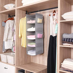 MAX Houser 5 Shelf Hanging Closet Organizer,Space Saver, Closet Hanging Shelves with (4) Side Pockets,Foldable,Light Grey