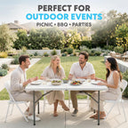 SIMPLI-Magic White Foldable Table (4FT), 2-Pack Indoor/Outdoor Folding Utility Tables with Carry Handle for Parties, Events, Crafts, and Picnics