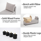 Storage Bench for Bedroom, 55" End of Bed Bench for King Size Bed, Modern Upholstered Long Ottoman Bench with Arms and 2 Pillows for Living Room/Entryway (Grey)