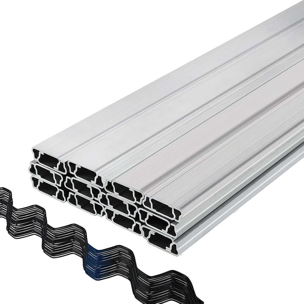 VEVOR Greenhouse Spring Wire and Lock Channel 40 Packs, 6.56 ft PE Coated Aluminum Alloy Bundle Kit, Silver Plastic Poly Film or Shade Cloth Attachment w/Screws