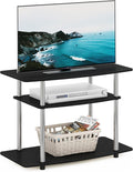 Furinno Turn-N-Tube TV Stand, 3-Tier Toolless Assembly Entertainment Center with Open Shelves, TV Console for TV up to 32 Inch, for Living Room, Bedroom, Americano/Stainless Steel