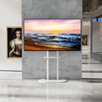 unho White Floor TV Stand with Shelf for 45-75 inch Flat LCD LED Screen TVs | Sintered Stone TV Stands Height Adjustable Heavy Base Standing TV Mount VESA 600x400 for Restroom Meeting Bedroom