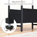 Long Narrow Side Tables Set of 2 with Charging Station, Slim Nightstand with Drawer and Fabric Basket, Skinny End Table for Living Room, Bedroom, Small Spaces, Black