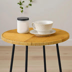 Boho Rattan Round Small End Tables for Small Spaces 16 X 19 Inch, Handmade Farmhouse Decorative Side Table Living Room Bedroom Balcony, Mini Coffee Table for Couch