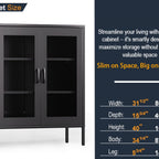 QINPTWUT 40" Industrial Storage Pantry, Kitchen Storage Cabinet with Mesh Door, 2 Adjustable Shelves, Freestanding for Kitchen, Dining Room,Bedroom, Workshop, Office, Garage (Black, 40")
