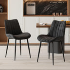 VECELO Dining Chairs Set of 4, Velvet Fabric & Metal Frame, Mordern Style for Kitchen, Living Room,Offcie, Black