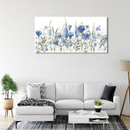arteWOODS Elegant Flowers Wall Art - Blue White Botanical Pictures for Wall Decor Floral Blossom Canvas Painting Print Artwork for Living Room Bedroom Home Office Wall Decoration 24" x 48"