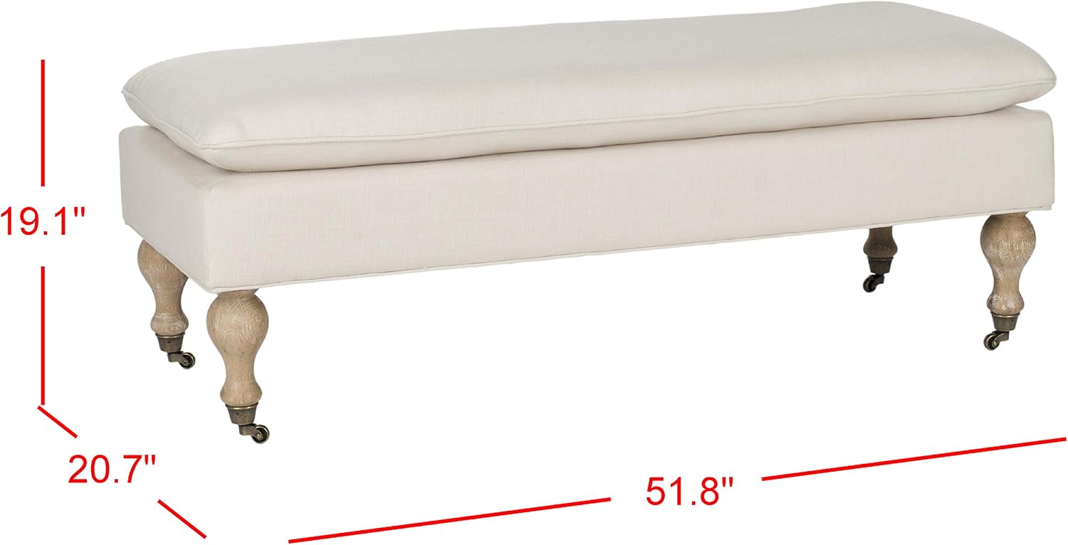 Safavieh Hudson Collection Hampton Pillowtop Bench, Creme