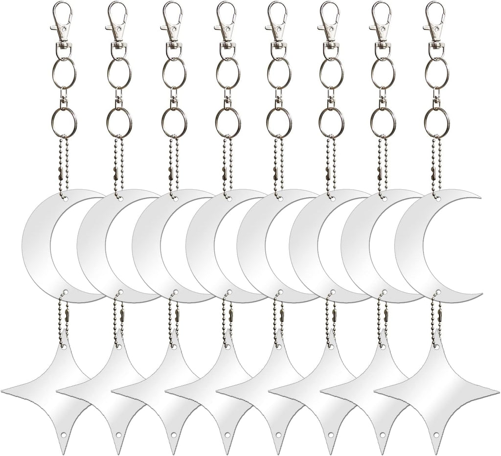 Keep Birds Away Mirror Disc, Hanging Reflectors to Scare Birds Away from Your House and Garden, 16 Moon-Star Discs