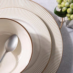 GBHOME Ceramic Dinnerware Sets,12 pcs Embossed Elegant Stoneware Plates and Bowls Sets, Housewarming Wedding Gift | Dishwasher & Microwave Safe | Dishes Set Service for 4