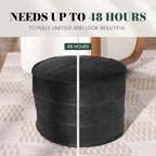 Couchus Genuine Leather Ottoman, Square Pouf Footstool (Round, Black) | Modern Upholstered Ottoman, Floor Pouf for Living Room, Bedroom