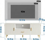 DIYART Modern Fluted TV Stand for 55/60/65 Inch TV, 57" Entertainment Center Media Console Table with Drawer & Storage Cabinets, Ribbed Design TV Cabinet Credenza for Living Room, White